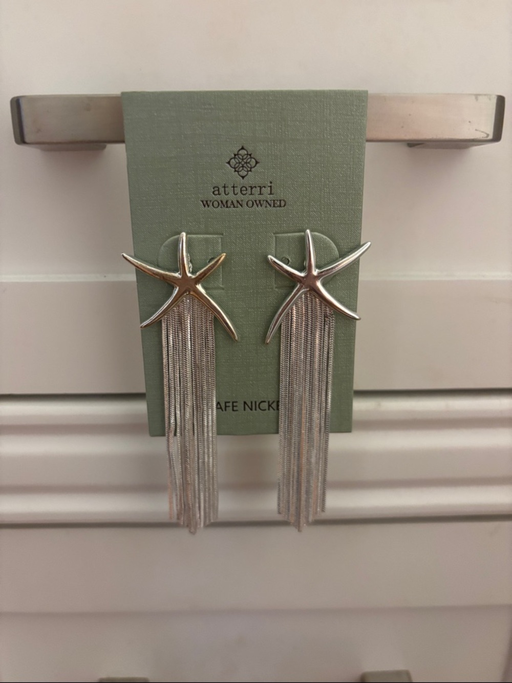 atterri Silver Starfish Fringe Drop Earrings